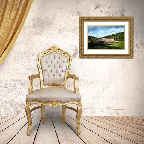 Country Barn 3 Gold Ornate Wood Framed Art Print with Double Matting by Foschino, Suzanne