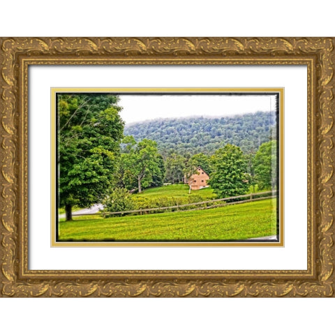 Country Mountain Home Gold Ornate Wood Framed Art Print with Double Matting by Foschino, Suzanne