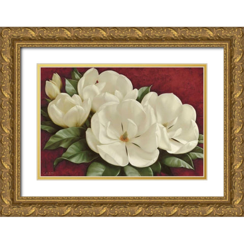 Magnolia I Gold Ornate Wood Framed Art Print with Double Matting by Levashov, Igor