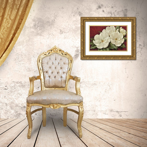 Magnolia II Gold Ornate Wood Framed Art Print with Double Matting by Levashov, Igor