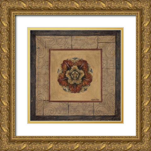 Rosette II Gold Ornate Wood Framed Art Print with Double Matting by Tava Studios