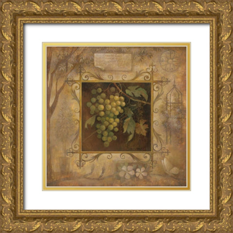Uva Bella Verde Gold Ornate Wood Framed Art Print with Double Matting by Vollherbst-Lane, Elaine