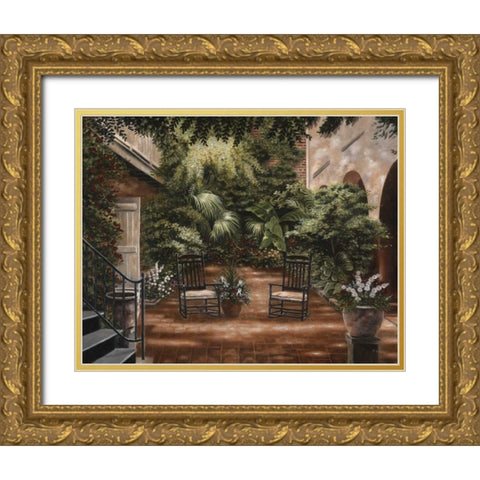 Courtyard in New Orleans I Gold Ornate Wood Framed Art Print with Double Matting by Brown, Betsy