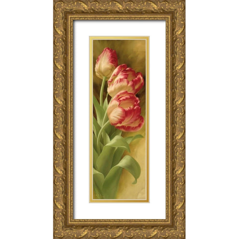 Springs Parrot Tulip II Gold Ornate Wood Framed Art Print with Double Matting by Levashov, Igor