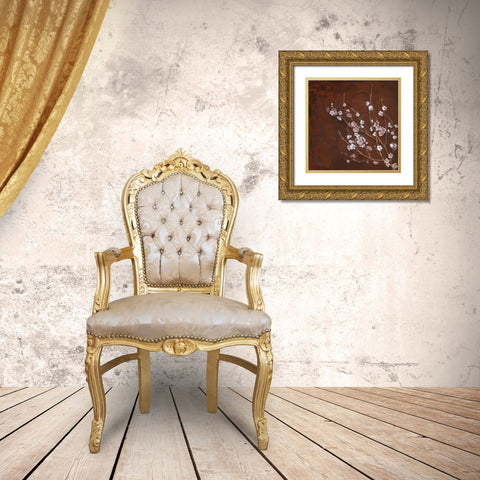 Cherry Blossoms on Cinnabar I Gold Ornate Wood Framed Art Print with Double Matting by Tava Studios
