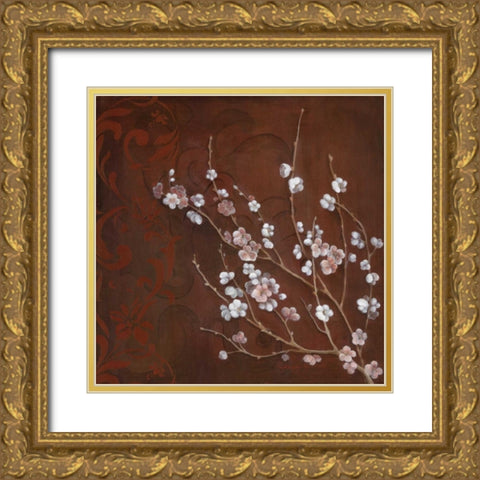 Cherry Blossoms on Cinnabar I Gold Ornate Wood Framed Art Print with Double Matting by Tava Studios