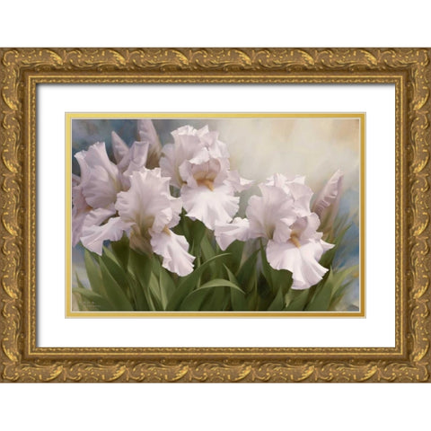 White Iris Elegance I Gold Ornate Wood Framed Art Print with Double Matting by Levashov, Igor