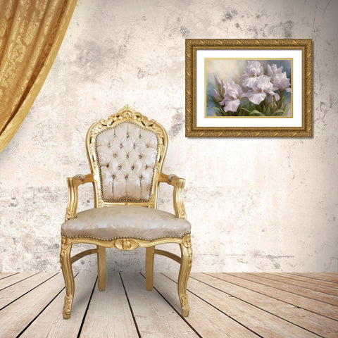 White Iris Elegance II Gold Ornate Wood Framed Art Print with Double Matting by Levashov, Igor