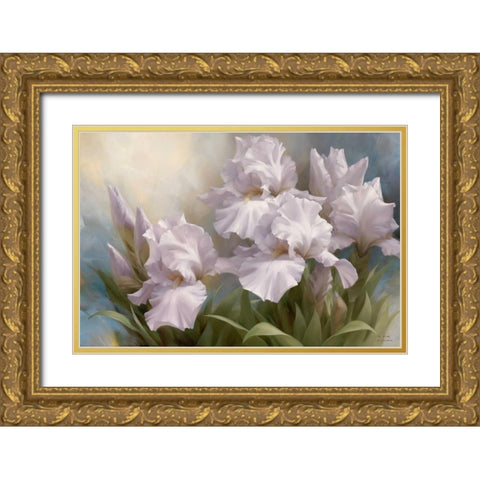 White Iris Elegance II Gold Ornate Wood Framed Art Print with Double Matting by Levashov, Igor