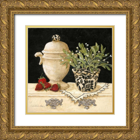 Strawberry Still Life Gold Ornate Wood Framed Art Print with Double Matting by Olson, Charlene