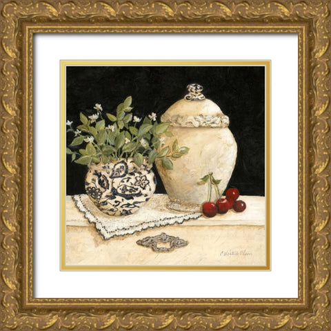Cherry Still Life Gold Ornate Wood Framed Art Print with Double Matting by Olson, Charlene