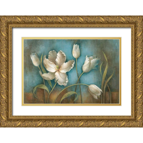Tulip Melody Gold Ornate Wood Framed Art Print with Double Matting by Vollherbst-Lane, Elaine