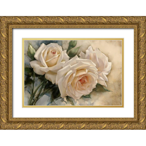 La Roseraie I Gold Ornate Wood Framed Art Print with Double Matting by Levashov, Igor