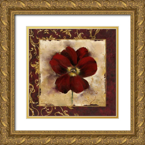 Pansy Gold Ornate Wood Framed Art Print with Double Matting by Henson, Richard