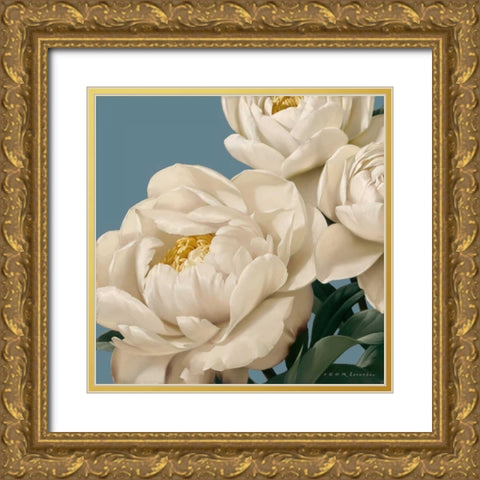 Dolce Peonia Gold Ornate Wood Framed Art Print with Double Matting by Levashov, Igor