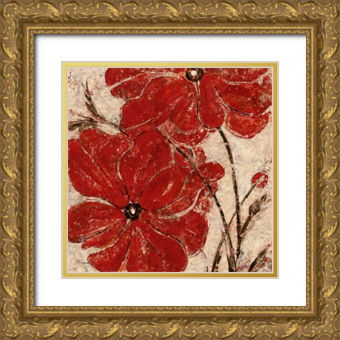 Red Passion I Gold Ornate Wood Framed Art Print with Double Matting by Donovan, Maria