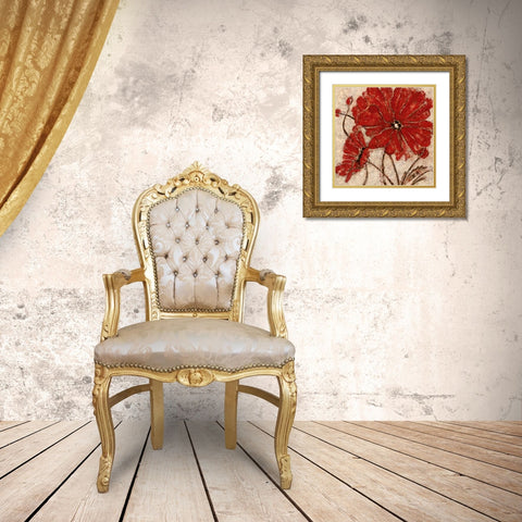 Red Passion II Gold Ornate Wood Framed Art Print with Double Matting by Donovan, Maria