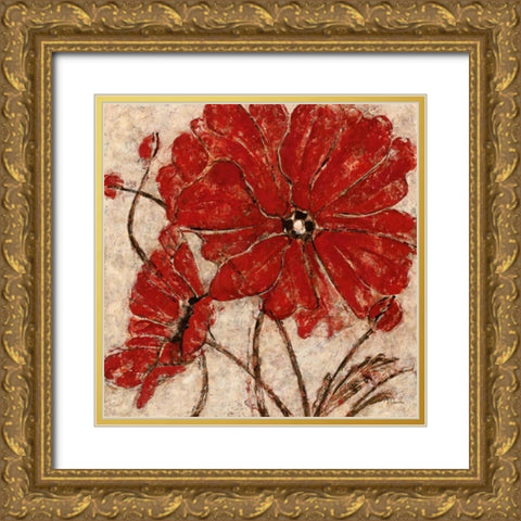 Red Passion II Gold Ornate Wood Framed Art Print with Double Matting by Donovan, Maria