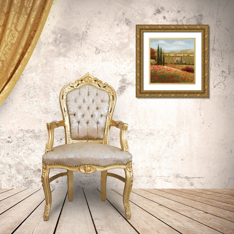 Tuscan Cypress I Gold Ornate Wood Framed Art Print with Double Matting by Nan