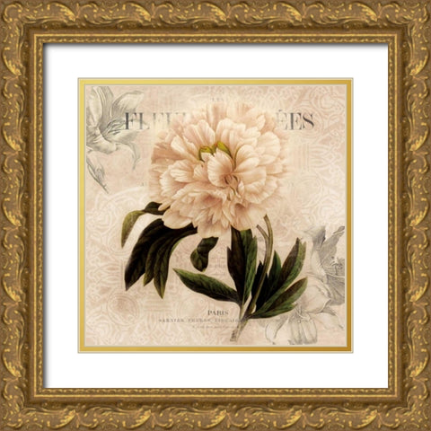 White Peony II Gold Ornate Wood Framed Art Print with Double Matting by Robinson, Carol