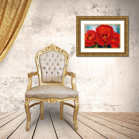 Magnifique En Rouge Gold Ornate Wood Framed Art Print with Double Matting by Nan