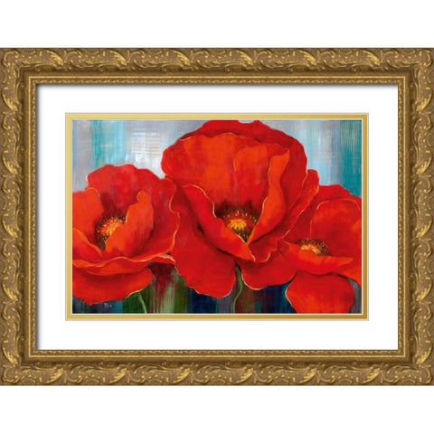 Magnifique En Rouge Gold Ornate Wood Framed Art Print with Double Matting by Nan