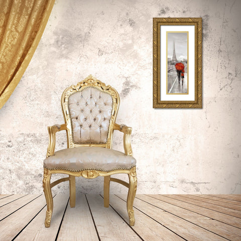 Paris Stroll Gold Ornate Wood Framed Art Print with Double Matting by Manning, Ruane