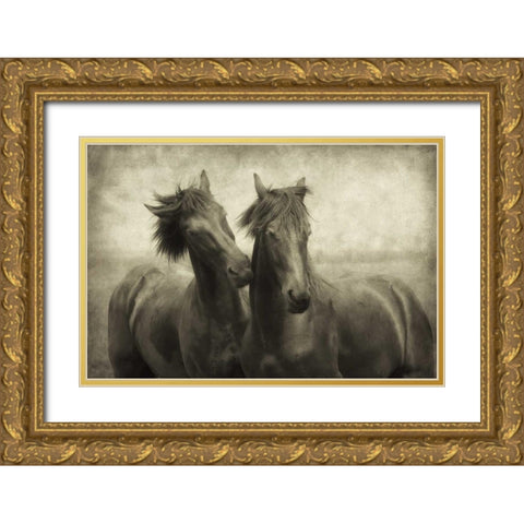 Horses Dont Whisper Gold Ornate Wood Framed Art Print with Double Matting by Van de Goor, Lars