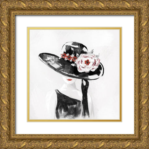 Red on Black II Gold Ornate Wood Framed Art Print with Double Matting by Nan