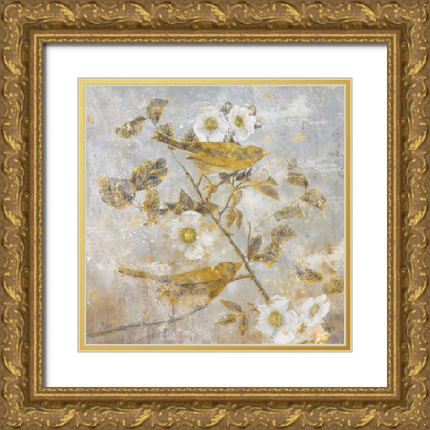 Aviary Garden I Gold Ornate Wood Framed Art Print with Double Matting by Nan