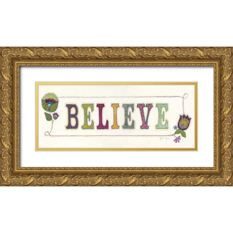 Believe Gold Ornate Wood Framed Art Print with Double Matting by Tava Studios