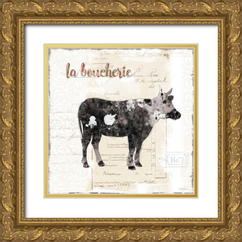 Golden Cuisine Cow Gold Ornate Wood Framed Art Print with Double Matting by Robinson, Carol