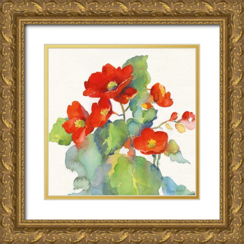 Begonia II Gold Ornate Wood Framed Art Print with Double Matting by Troise Heidel, Theresa