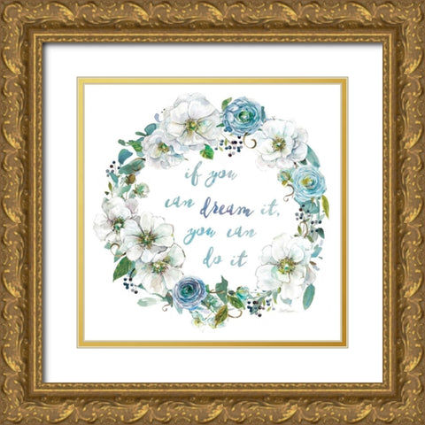 Dream Wreath Gold Ornate Wood Framed Art Print with Double Matting by Robinson, Carol