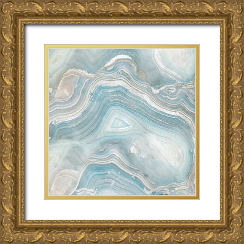 Agate in Blue I Gold Ornate Wood Framed Art Print with Double Matting by Nan
