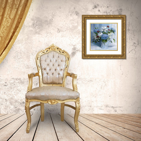 Blue Arrangement Gold Ornate Wood Framed Art Print with Double Matting by Nan