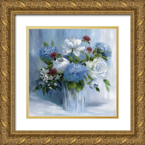 Blue Arrangement Gold Ornate Wood Framed Art Print with Double Matting by Nan