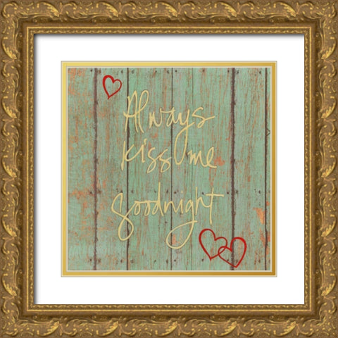 Kiss Me Goodnight Gold Ornate Wood Framed Art Print with Double Matting by Tava Studios