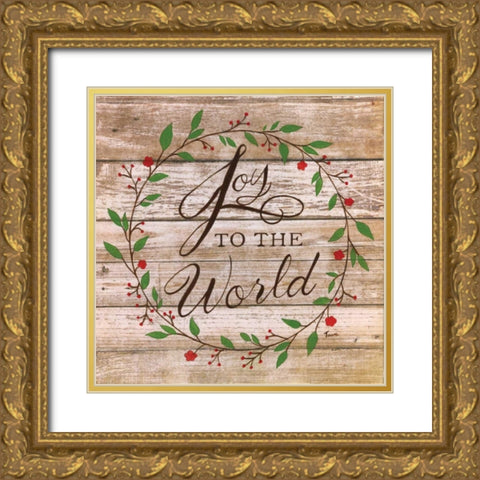 Joy To The World Gold Ornate Wood Framed Art Print with Double Matting by Tava Studios
