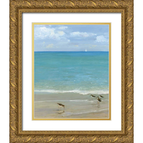 Watering Can Gold Ornate Wood Framed Art Print with Double Matting by Swatland, Sally