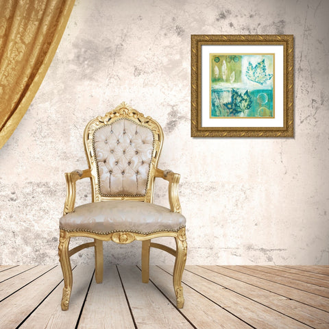 Teal Earth II Gold Ornate Wood Framed Art Print with Double Matting by Tava Studios