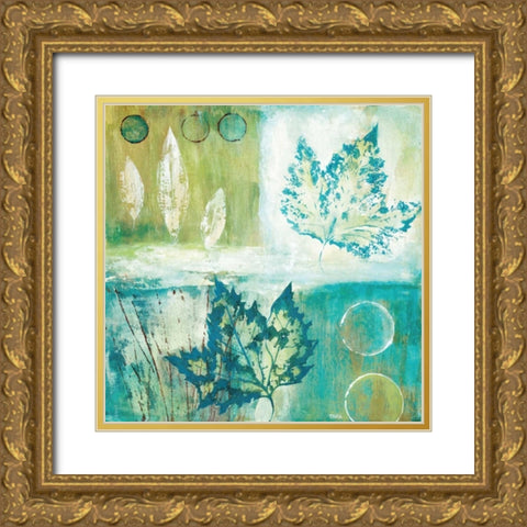 Teal Earth II Gold Ornate Wood Framed Art Print with Double Matting by Tava Studios