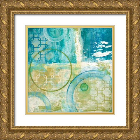 Teal Aire II Gold Ornate Wood Framed Art Print with Double Matting by Tava Studios