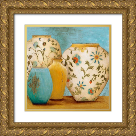 Capri Piazza Gold Ornate Wood Framed Art Print with Double Matting by Tava Studios