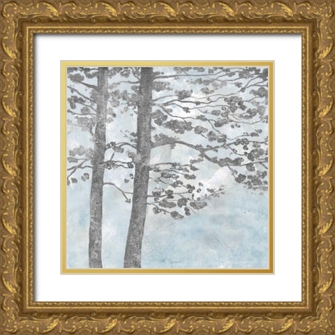 Soft Silhouette Gold Ornate Wood Framed Art Print with Double Matting by Tava Studios