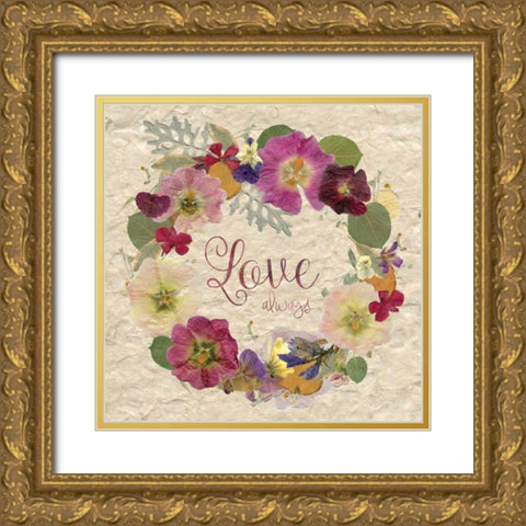 Pressed Wreath Gold Ornate Wood Framed Art Print with Double Matting by Robinson, Carol