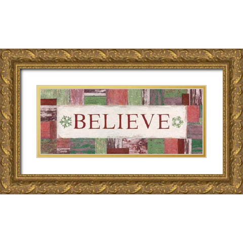 Believe Gold Ornate Wood Framed Art Print with Double Matting by Tava Studios