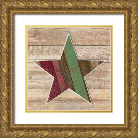 Holiday Star Gold Ornate Wood Framed Art Print with Double Matting by Tava Studios