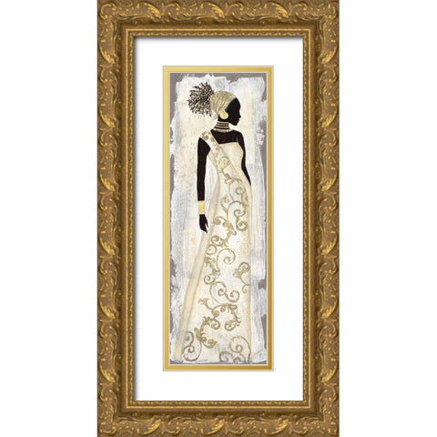Saharan Charm Gold Ornate Wood Framed Art Print with Double Matting by Tava Studios