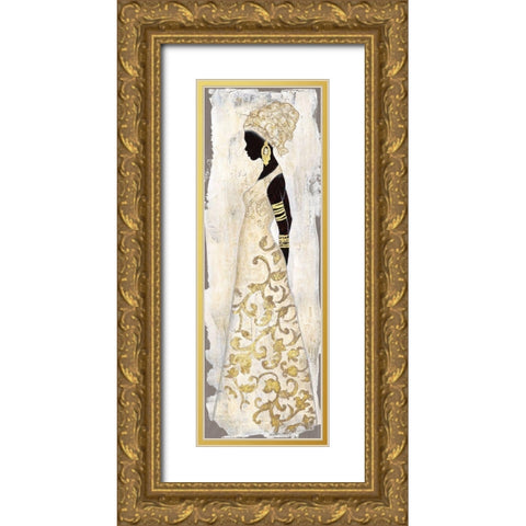 Saharan Grace Gold Ornate Wood Framed Art Print with Double Matting by Tava Studios
